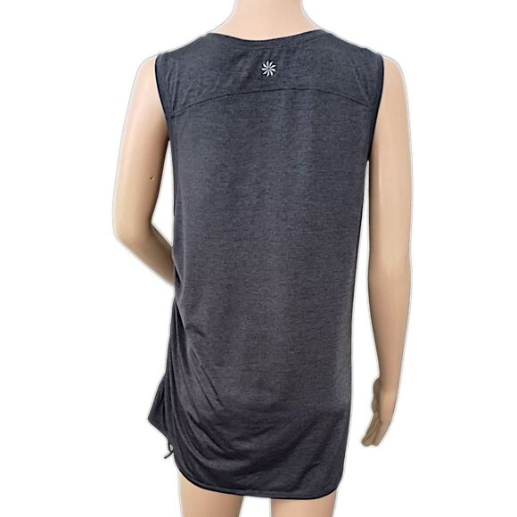 Athleta Ruched Side Tank Top L Dark Gray Sleeveless Athletic Drawstring Workout. - Picture 4 of 16